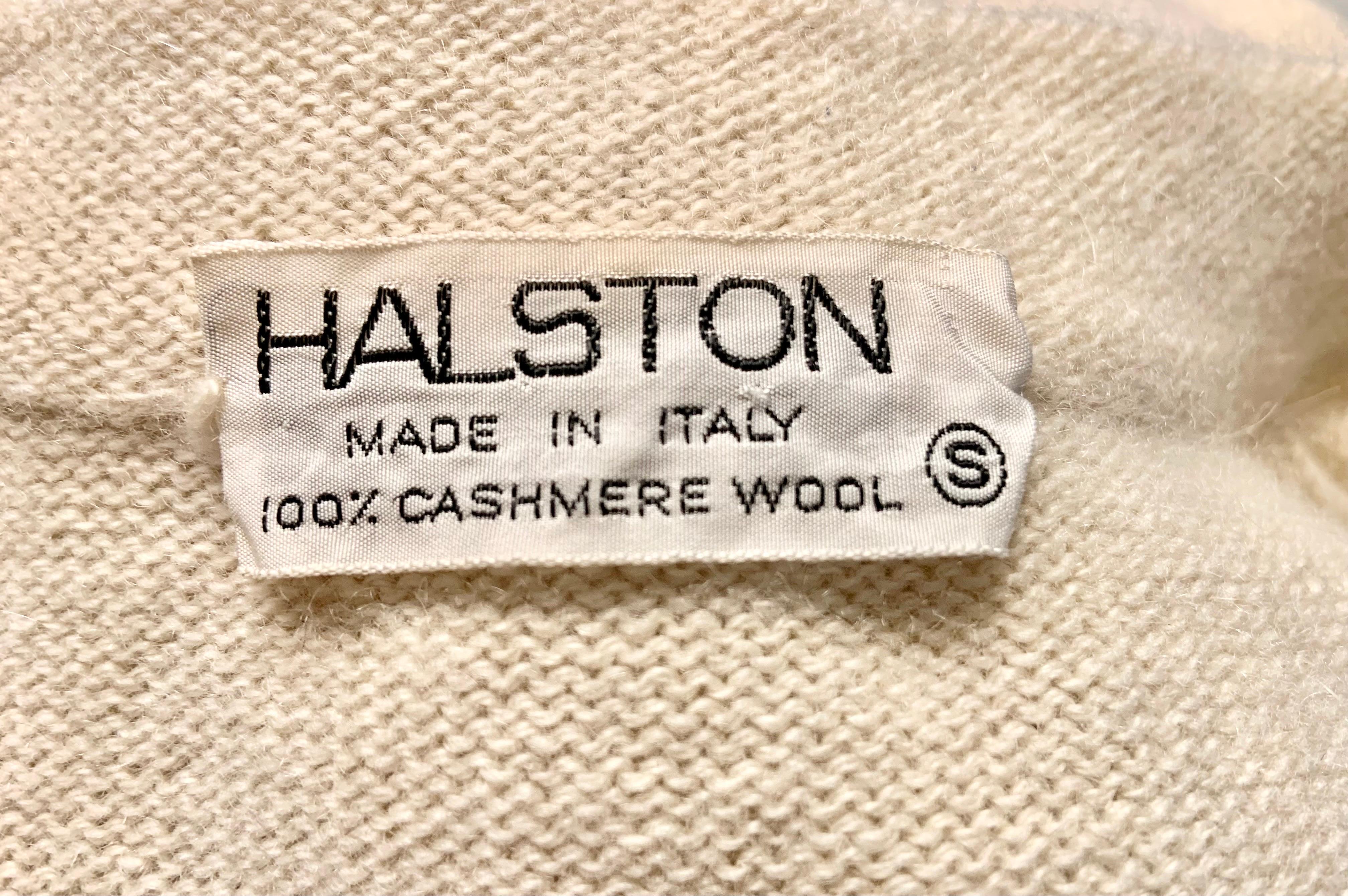 1970's Halston Cream Colored Scottish Cashmere Sweater Dress 5