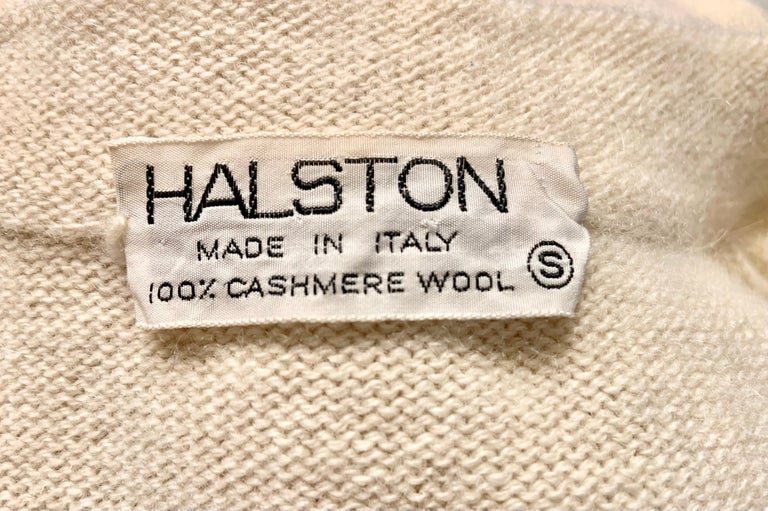 1970's Halston Cream Colored Scottish Cashmere Sweater Dress For Sale 7