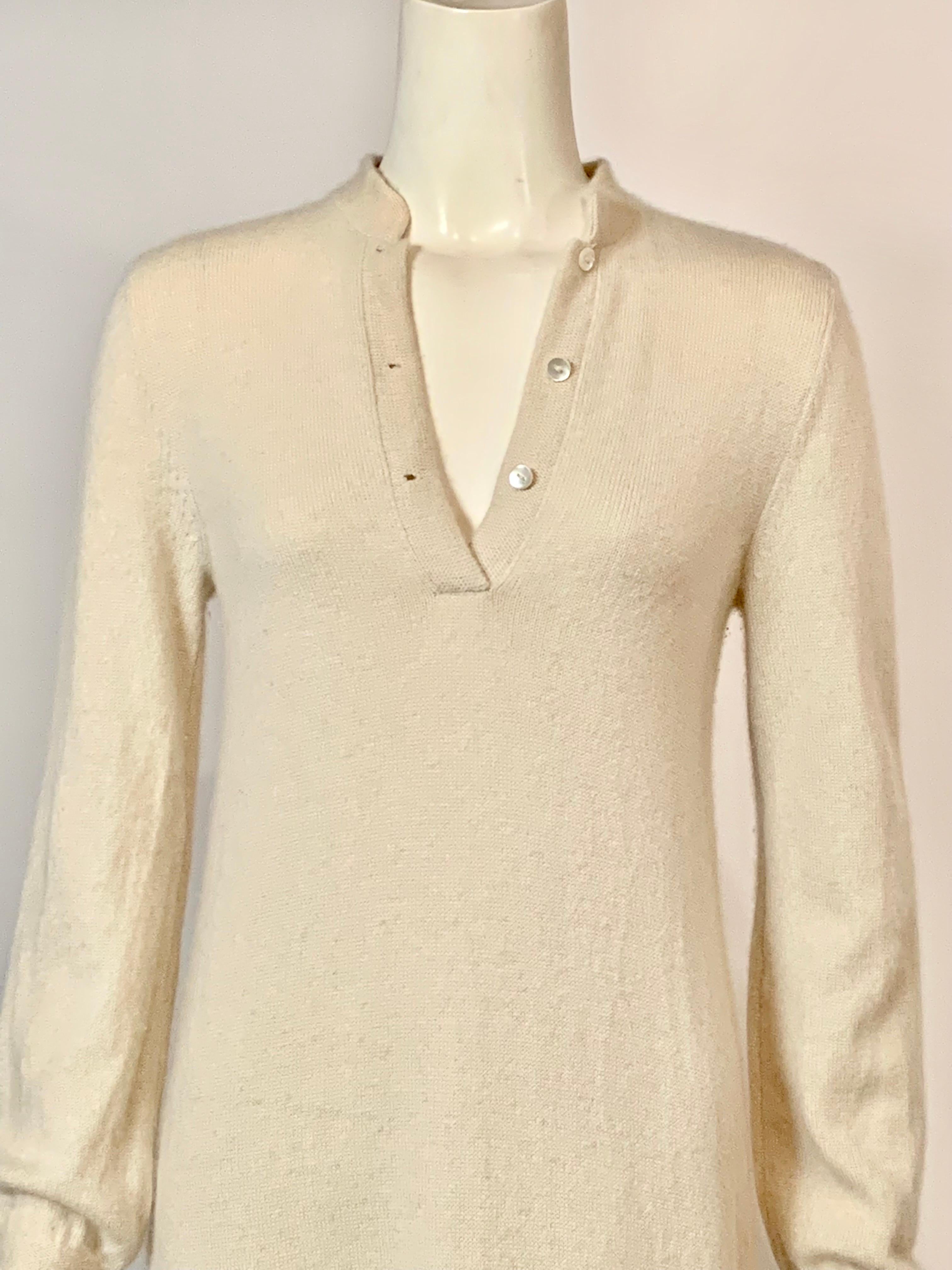1970's Halston Cream Colored Scottish Cashmere Sweater Dress In Excellent Condition In New Hope, PA