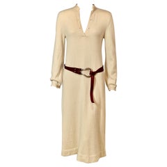 1970's Halston Cream Colored Scottish Cashmere Sweater Dress