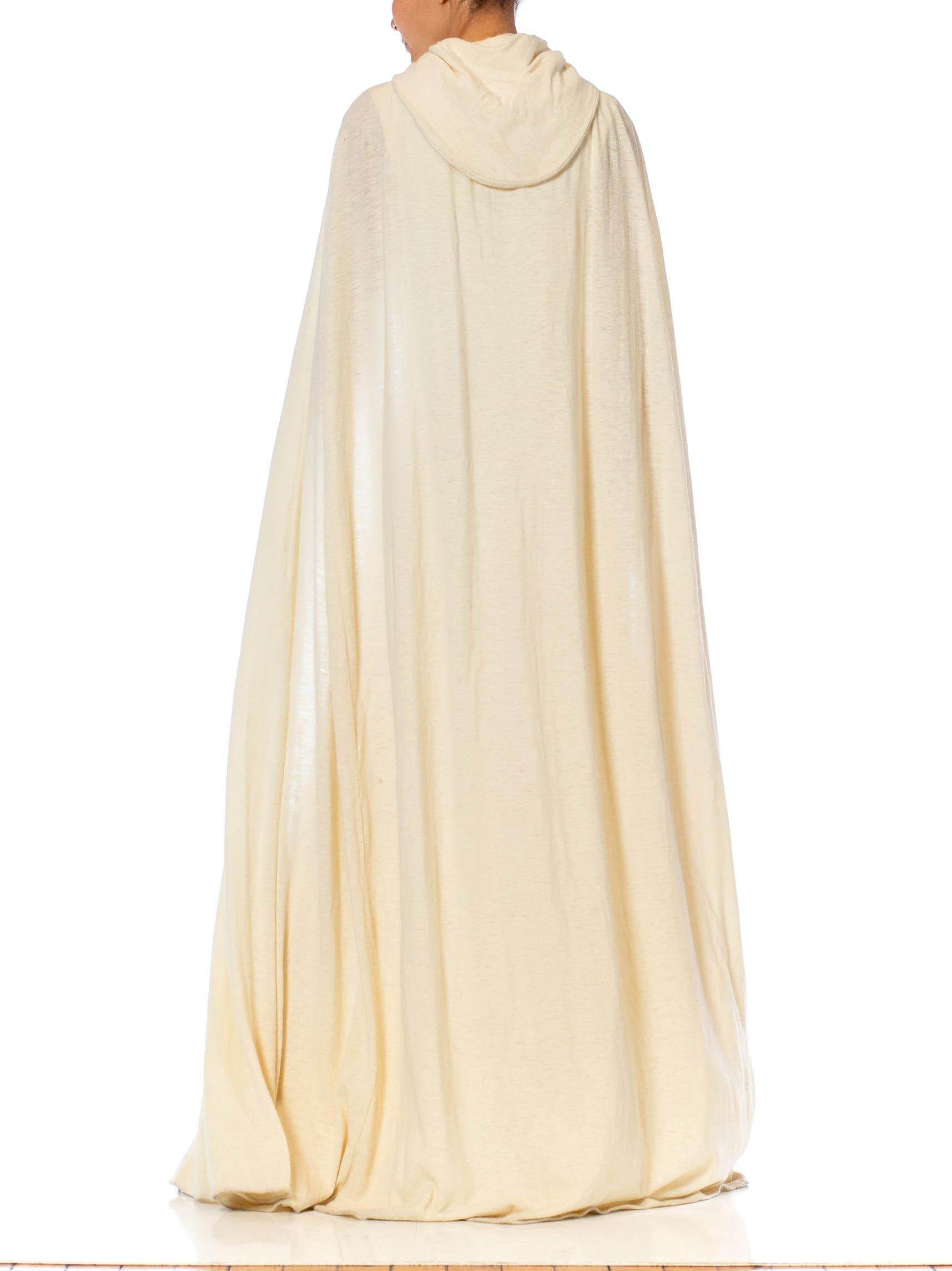 1970S Halston Cream Silk Jersey Plunging Neckline Gown With Angora & Cashmere K For Sale 3
