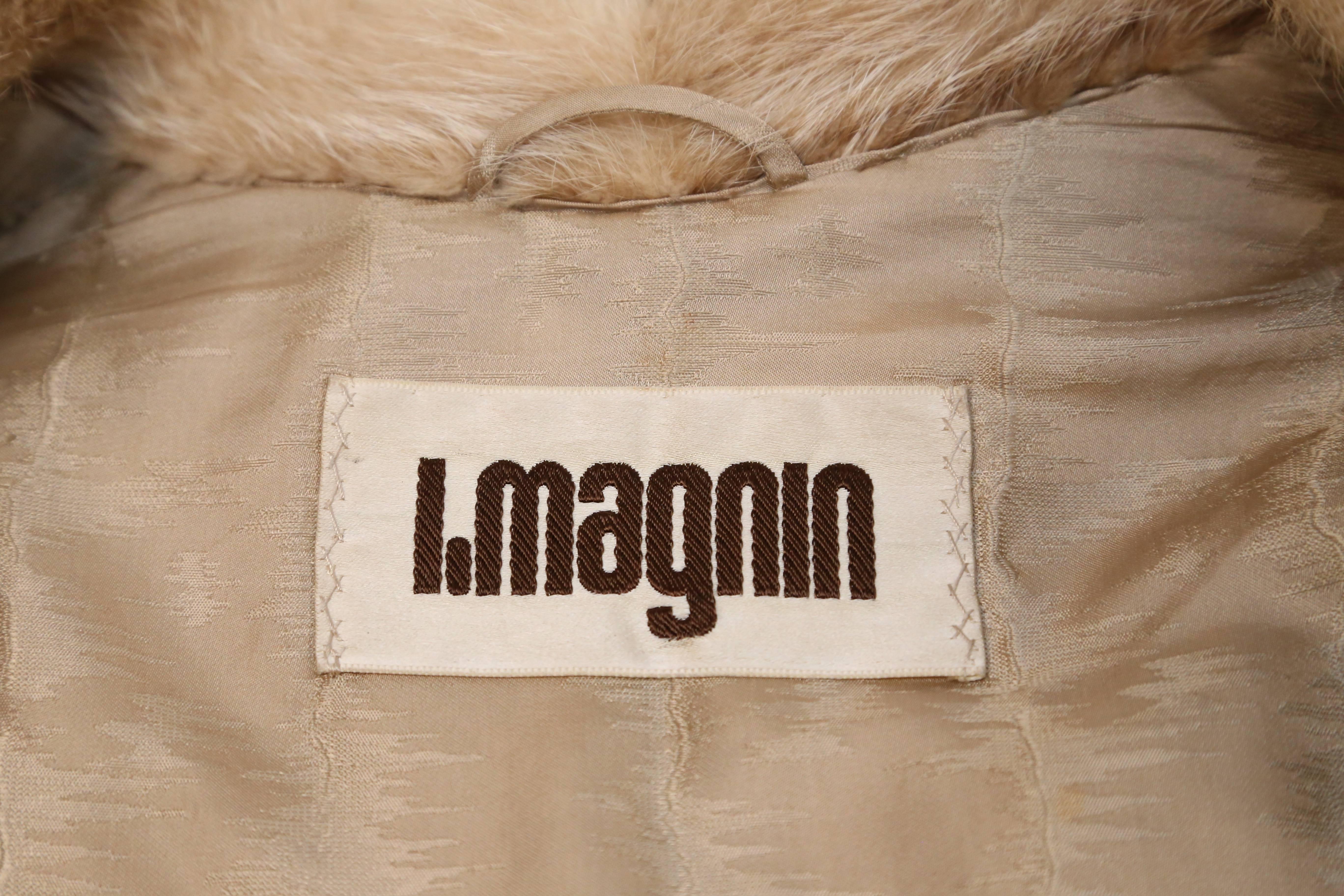 1970's HALSTON for I. Magnin fur coat with suede trim For Sale 8