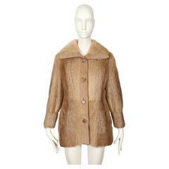 1970's HALSTON for I. Magnin fur coat with suede trim