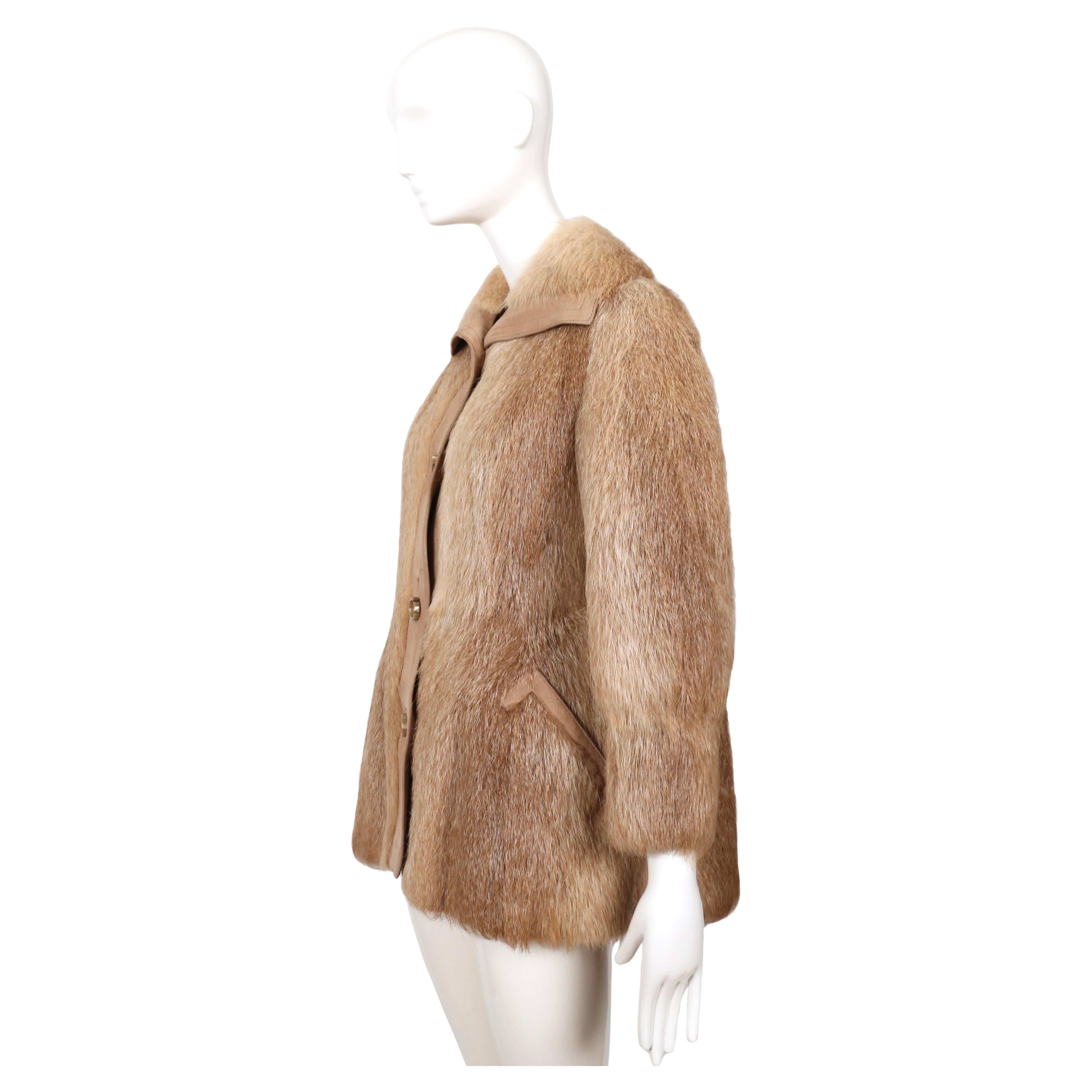 1970's HALSTON for I. Magnin fur coat with suede trim For Sale 2