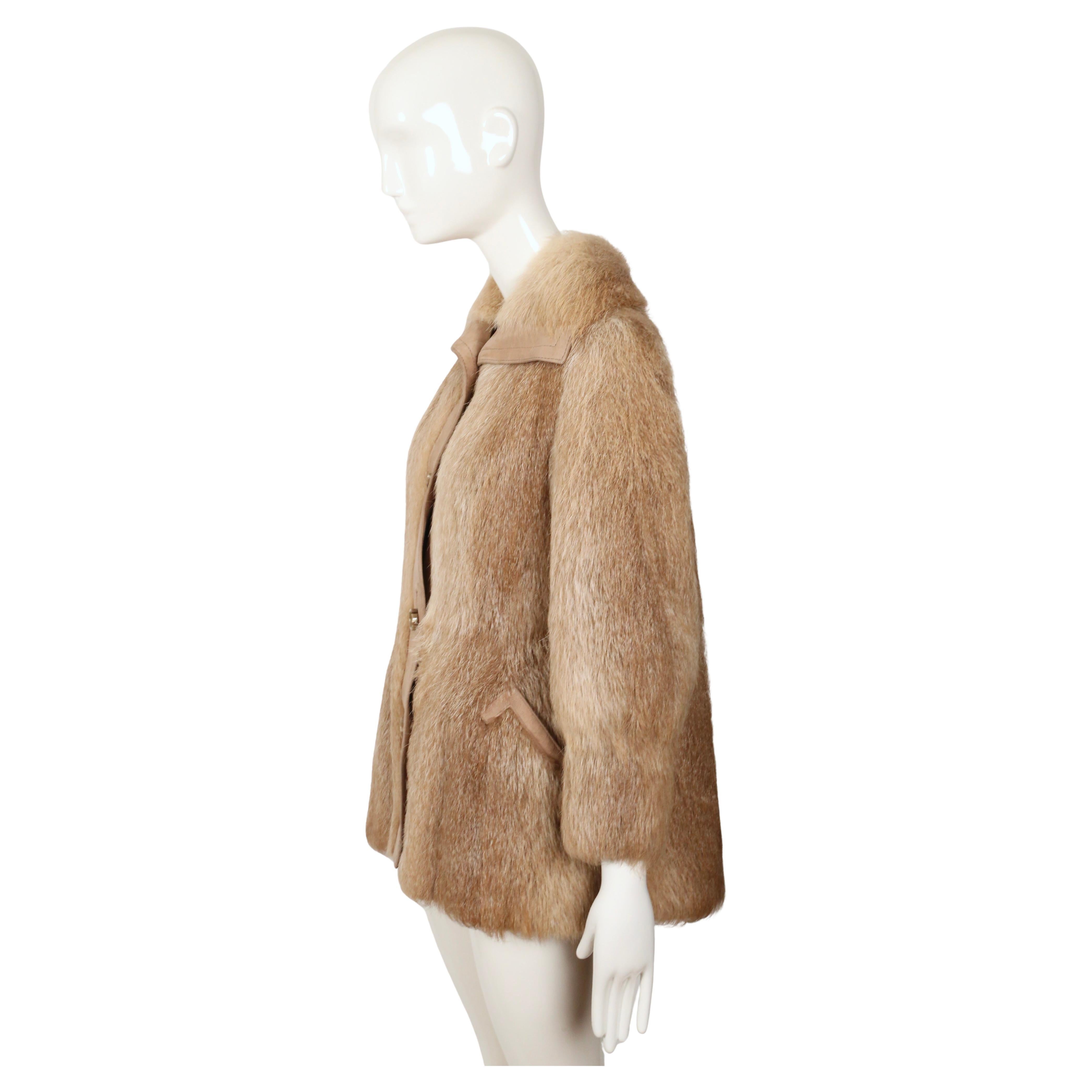 1970's HALSTON for I. Magnin fur coat with suede trim For Sale 3