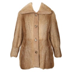 1970's HALSTON for I. Magnin fur coat with suede trim