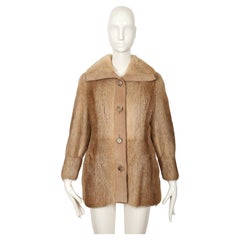 1970's HALSTON for I. Magnin fur coat with suede trim