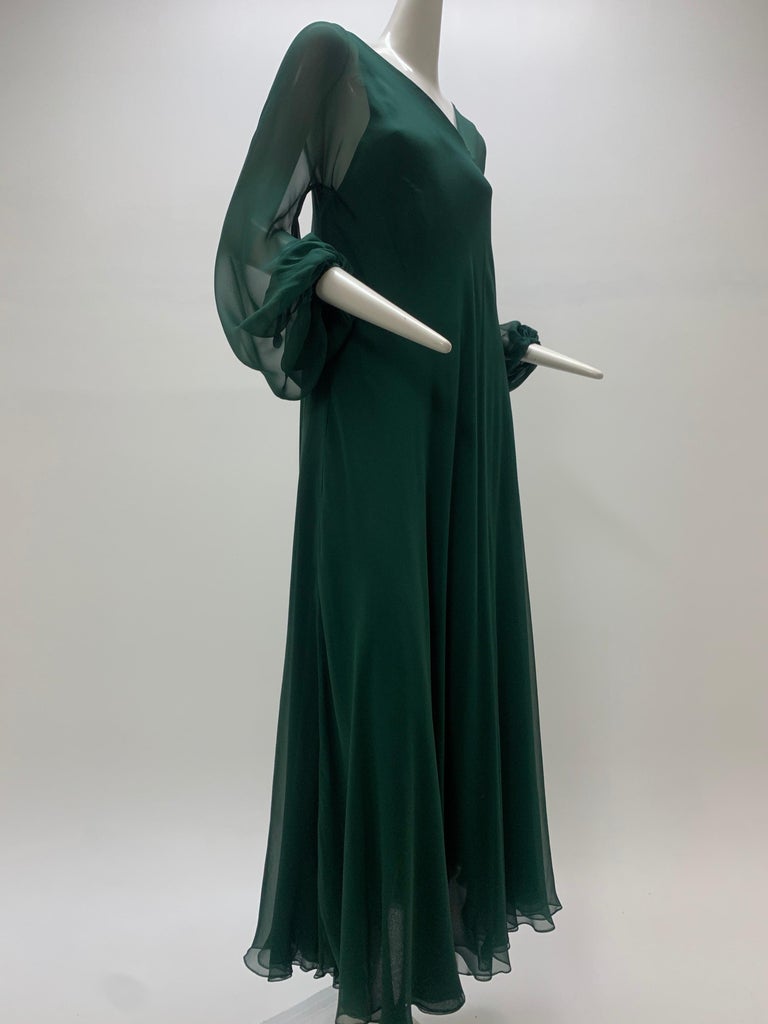 green emerald velvet dress Solena Georgette Gown – Halston main image 0