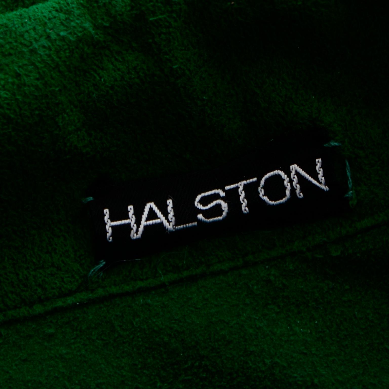 1970s Halston Green Ultrasuede Button Front Chore Jacket Style Shirt 3