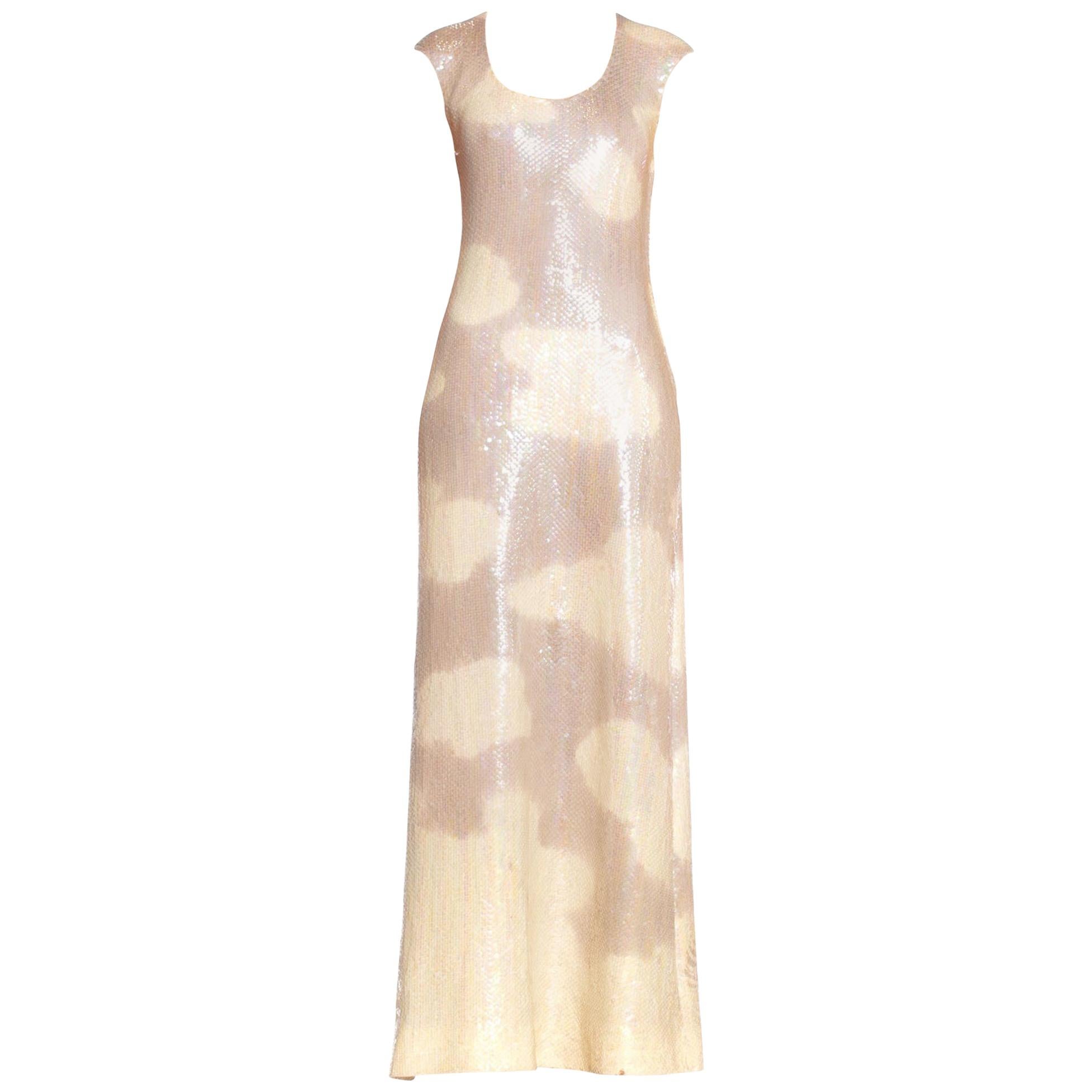 1970'S HALSTON Iconic Sequin Cloud Dress Gown