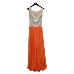 Retro 1970s Halston Inspired Multicolor Sequin Gown