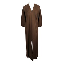 1970's HALSTON IV draped brown jersey caftan dress