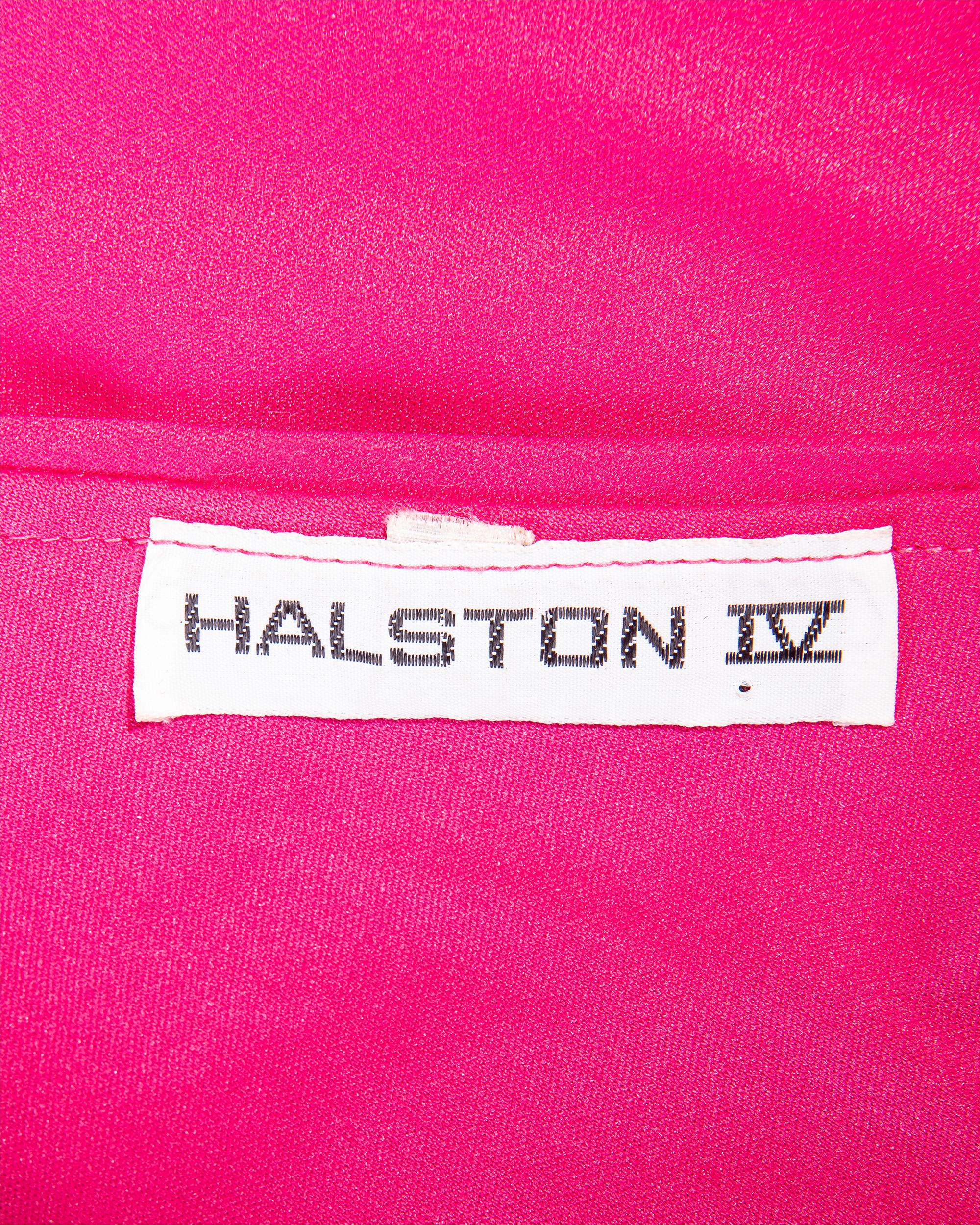 1970's Halston IV Pink One-Shoulder Drape Gown 2