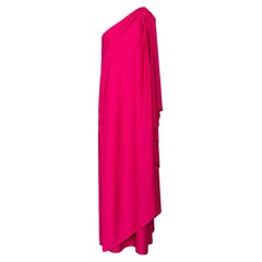 1970's Halston IV Pink One-Shoulder Drape Gown