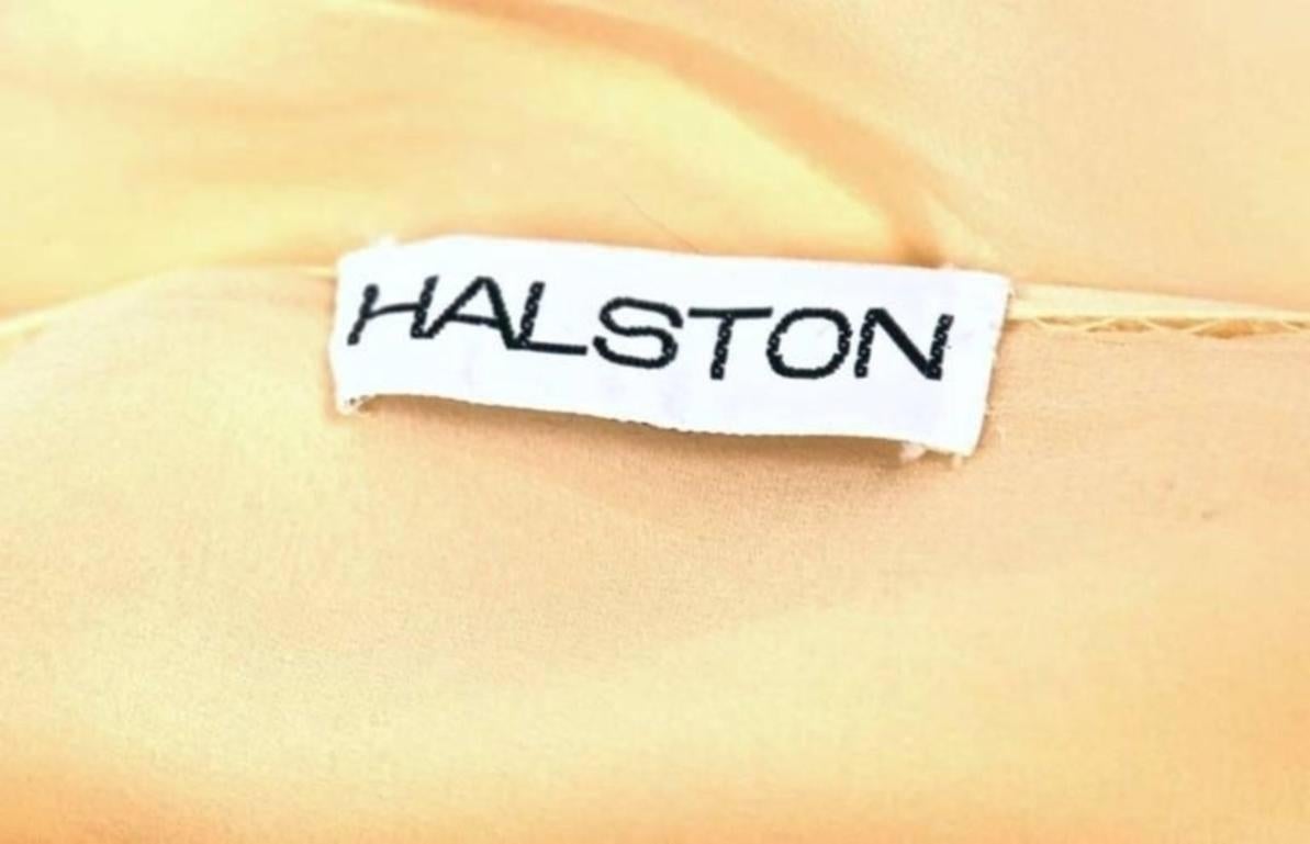 1970's HALSTON navy silk chiffon asymmetrical gown with sash 1