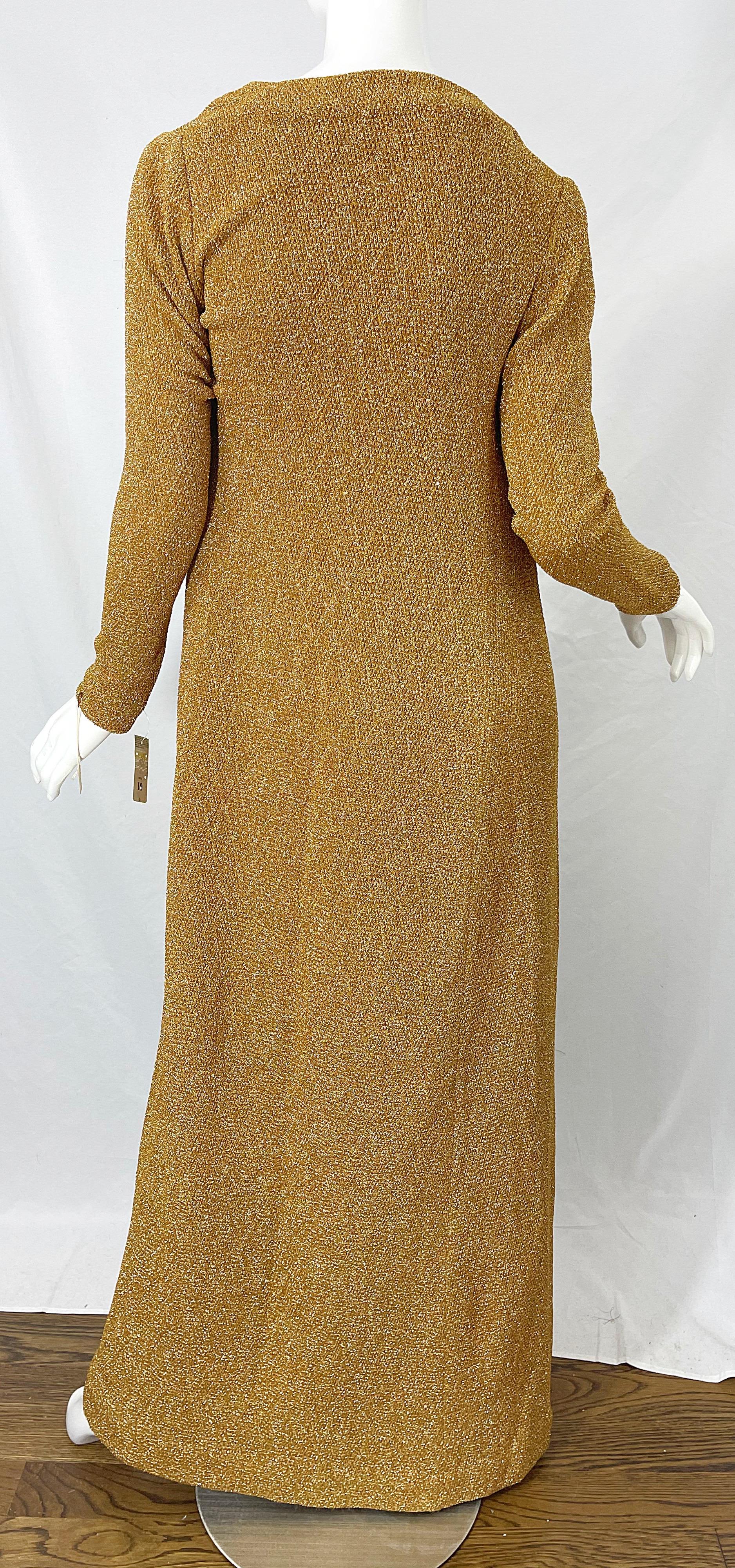NWT 1970s Halston MET Museum Gold Silver 70s Vintage Lurex Gown + Duster Sweater For Sale 3