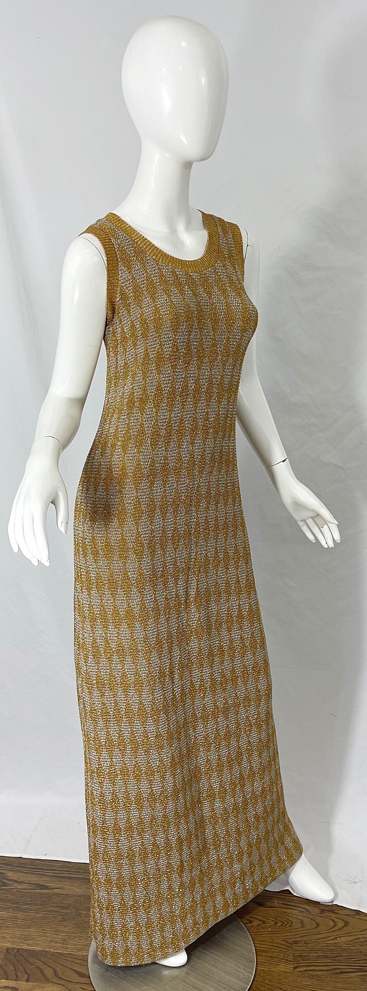 NWT 1970s Halston MET Museum Gold Silver 70s Vintage Lurex Gown + Duster Sweater For Sale 6