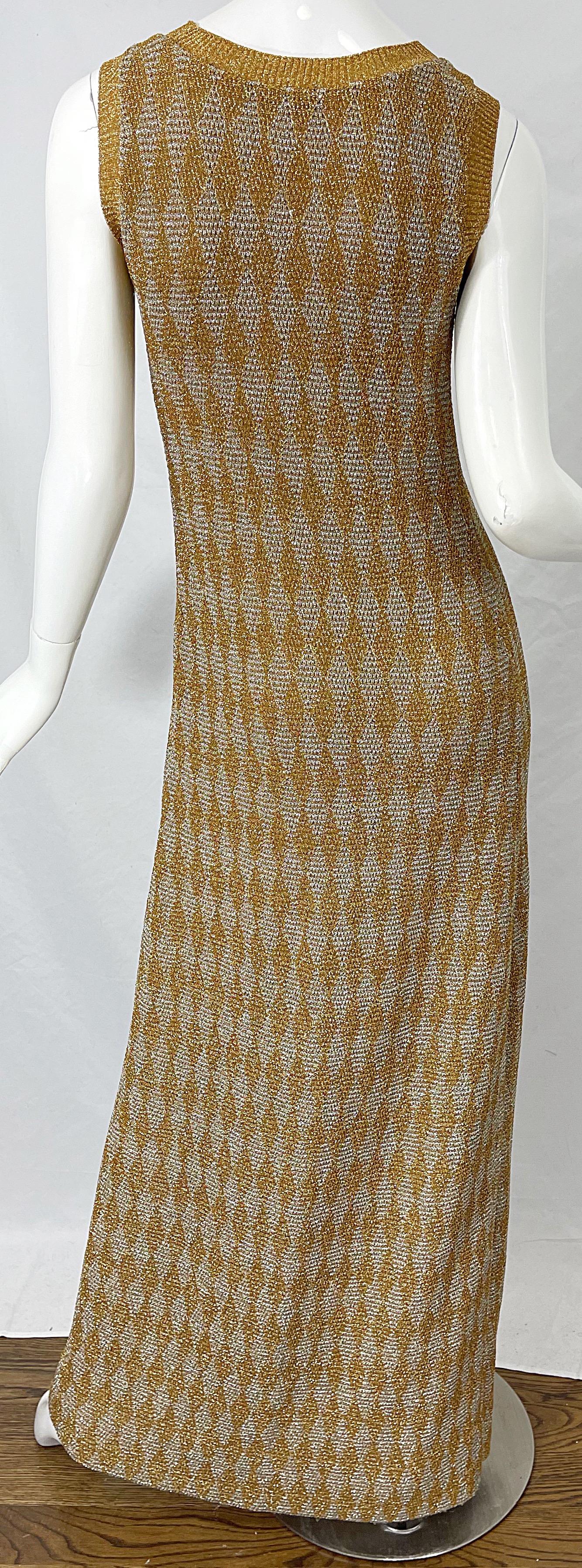 NWT 1970s Halston MET Museum Gold Silver 70s Vintage Lurex Gown + Duster Sweater For Sale 7