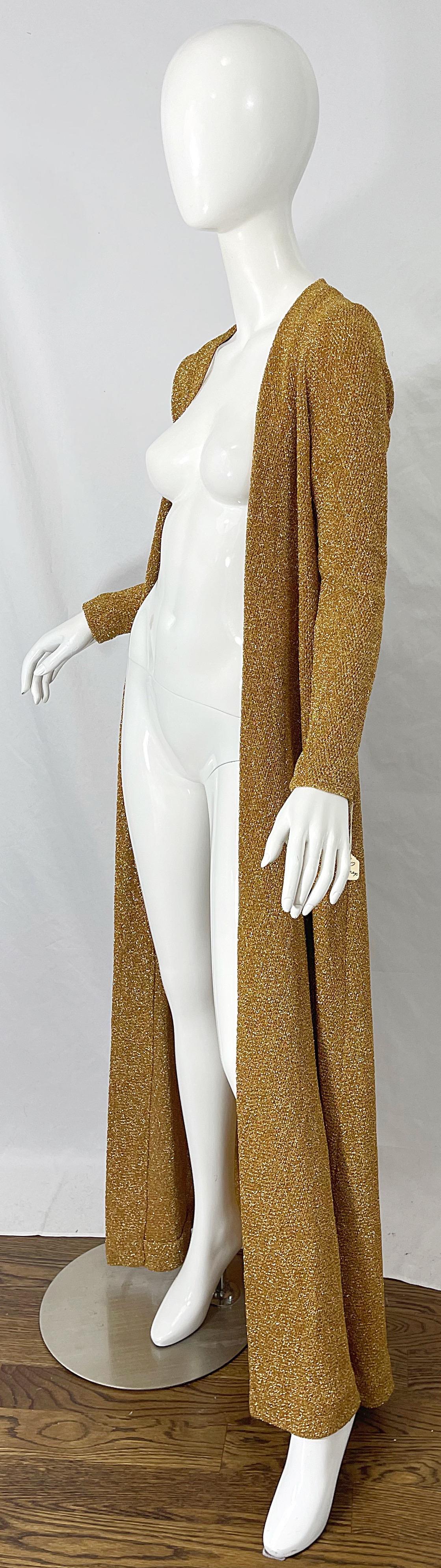 NWT 1970s Halston MET Museum Gold Silver 70s Vintage Lurex Gown + Duster Sweater For Sale 8