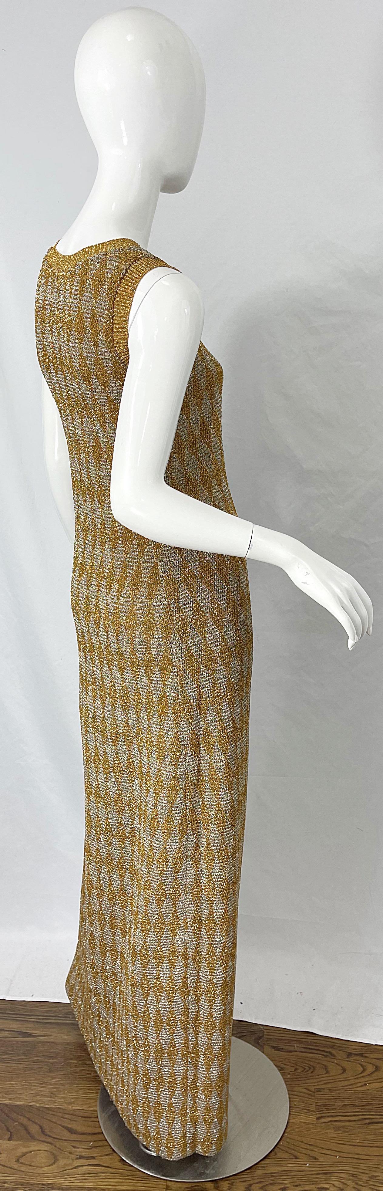 NWT 1970s Halston MET Museum Gold Silver 70s Vintage Lurex Gown + Duster Sweater For Sale 2