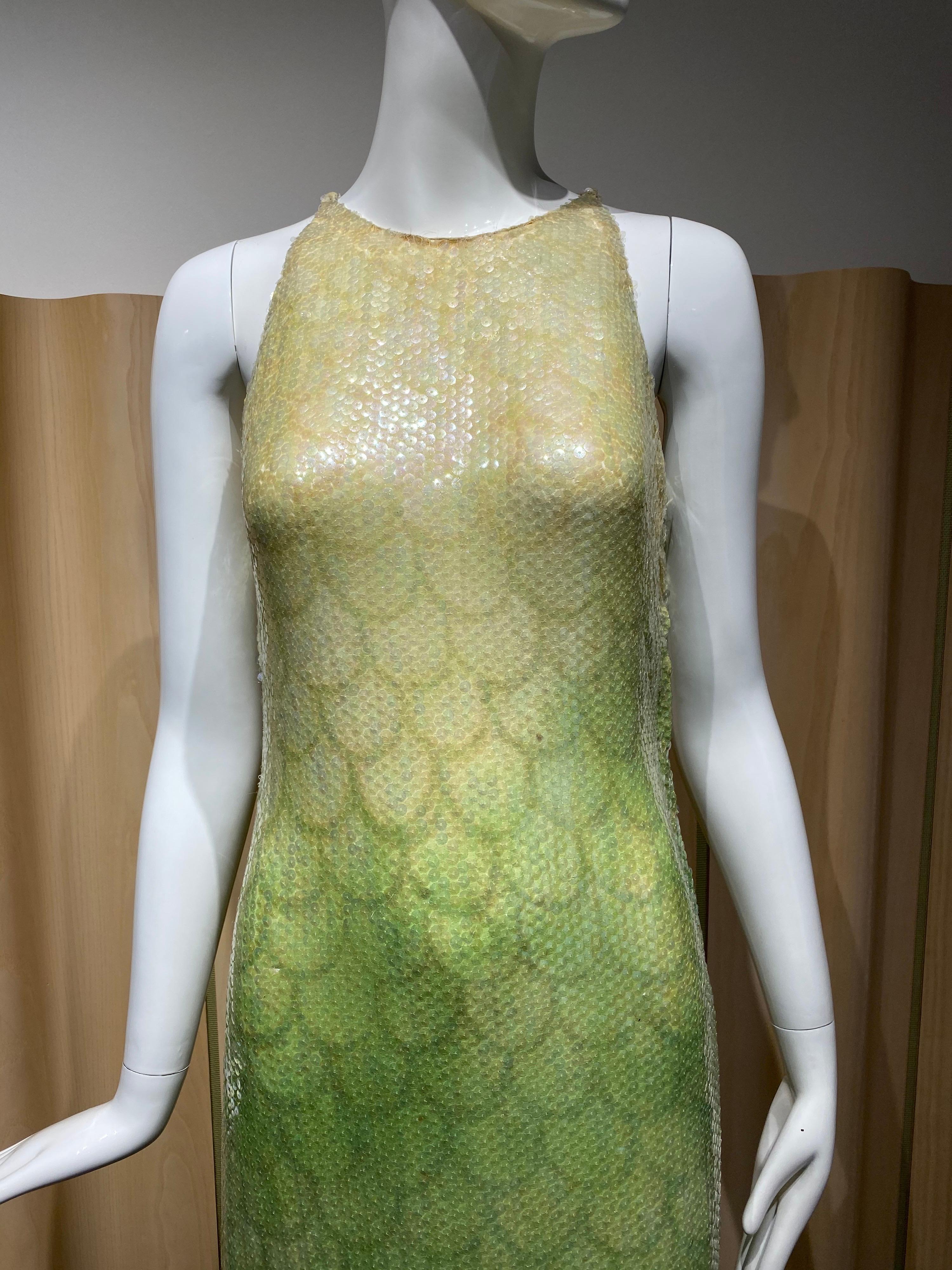 Gray 1970s Halston Ombre Sequin Dress