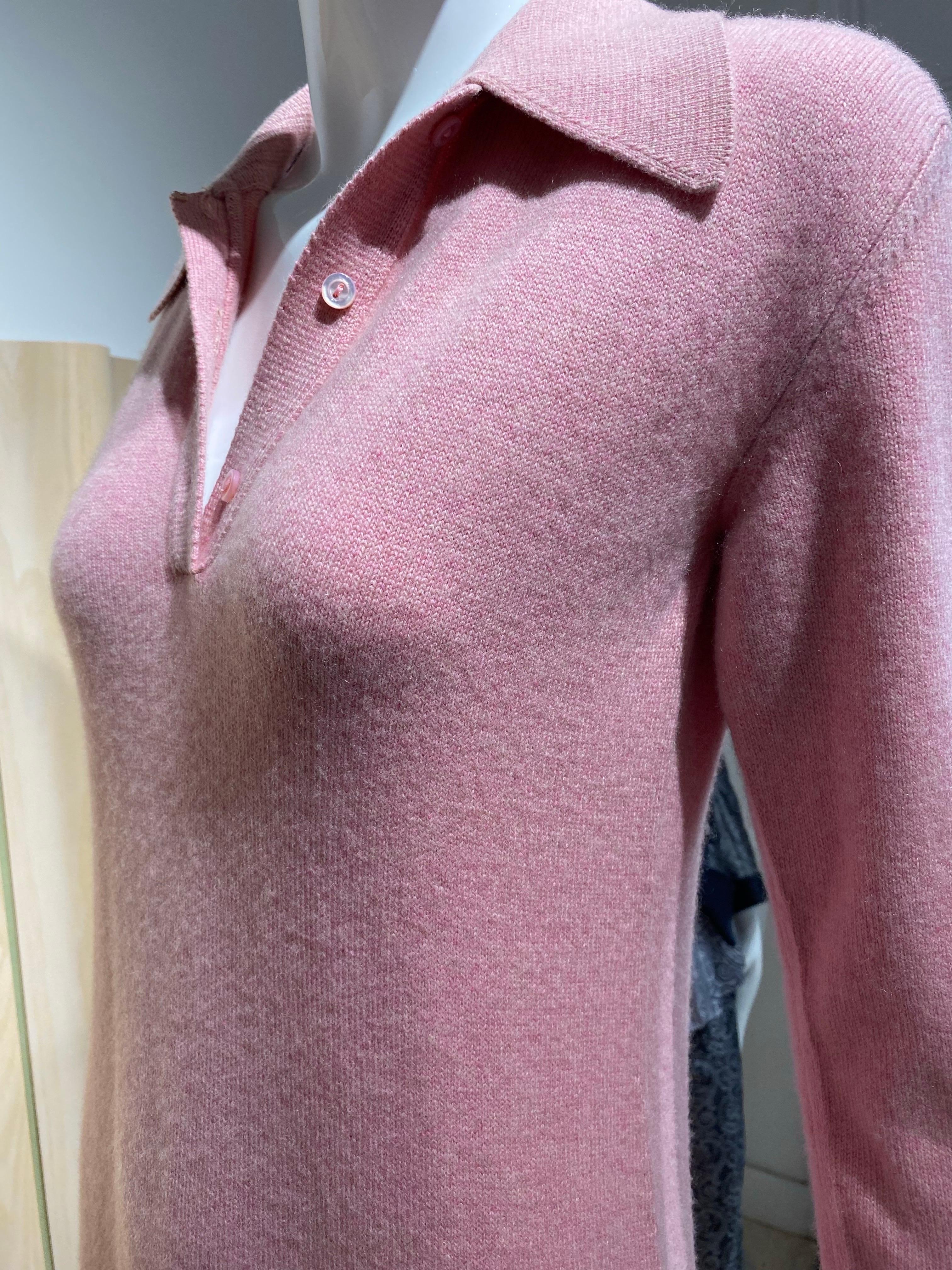 1970er Halston Rosa Double Cashmere Maxi Pullover Kleid (Braun) im Angebot