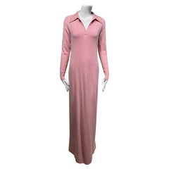 Maxi maglione in doppio cashmere rosa di Halston degli anni '70