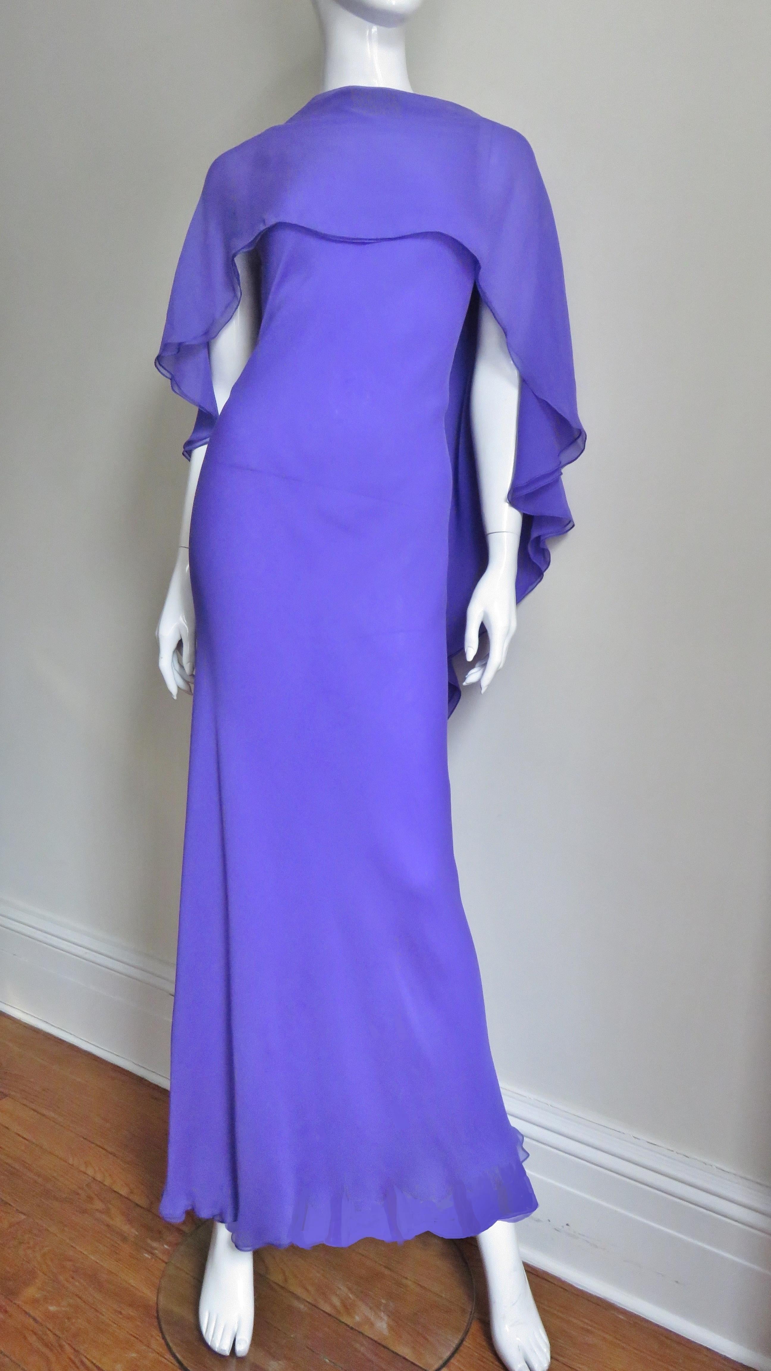 halston cape gown