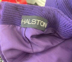 1970s Halston Purple Wool Long Sleeve Vintage Chic 70s Tailored Dress