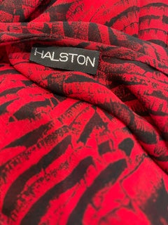 1970s Halston Red + Black Abstract Animal Print Three Piece 70s Dress Ensemble