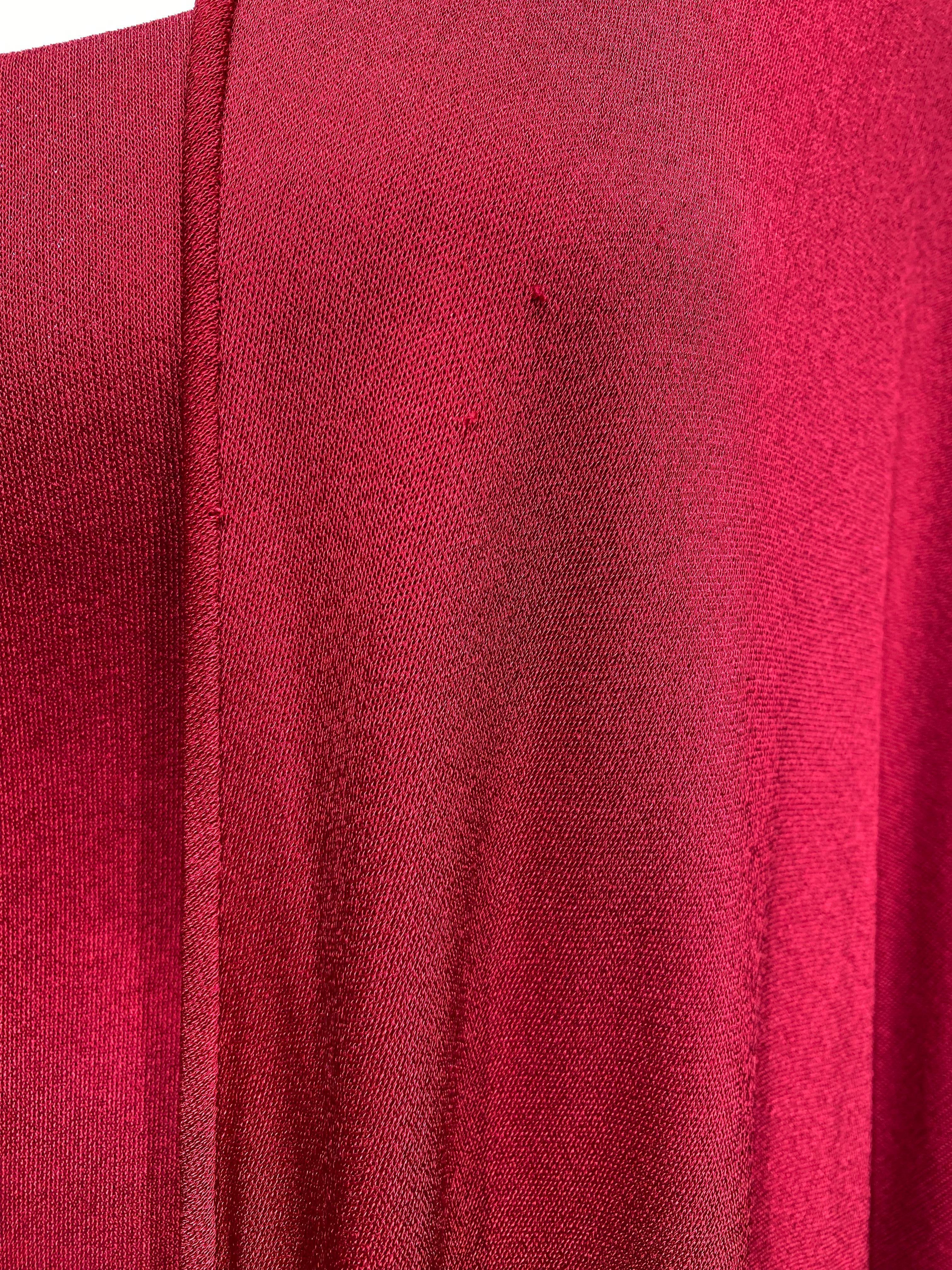 1970s Halston Red Jersey Maxi Dress with Cape For Sale 8
