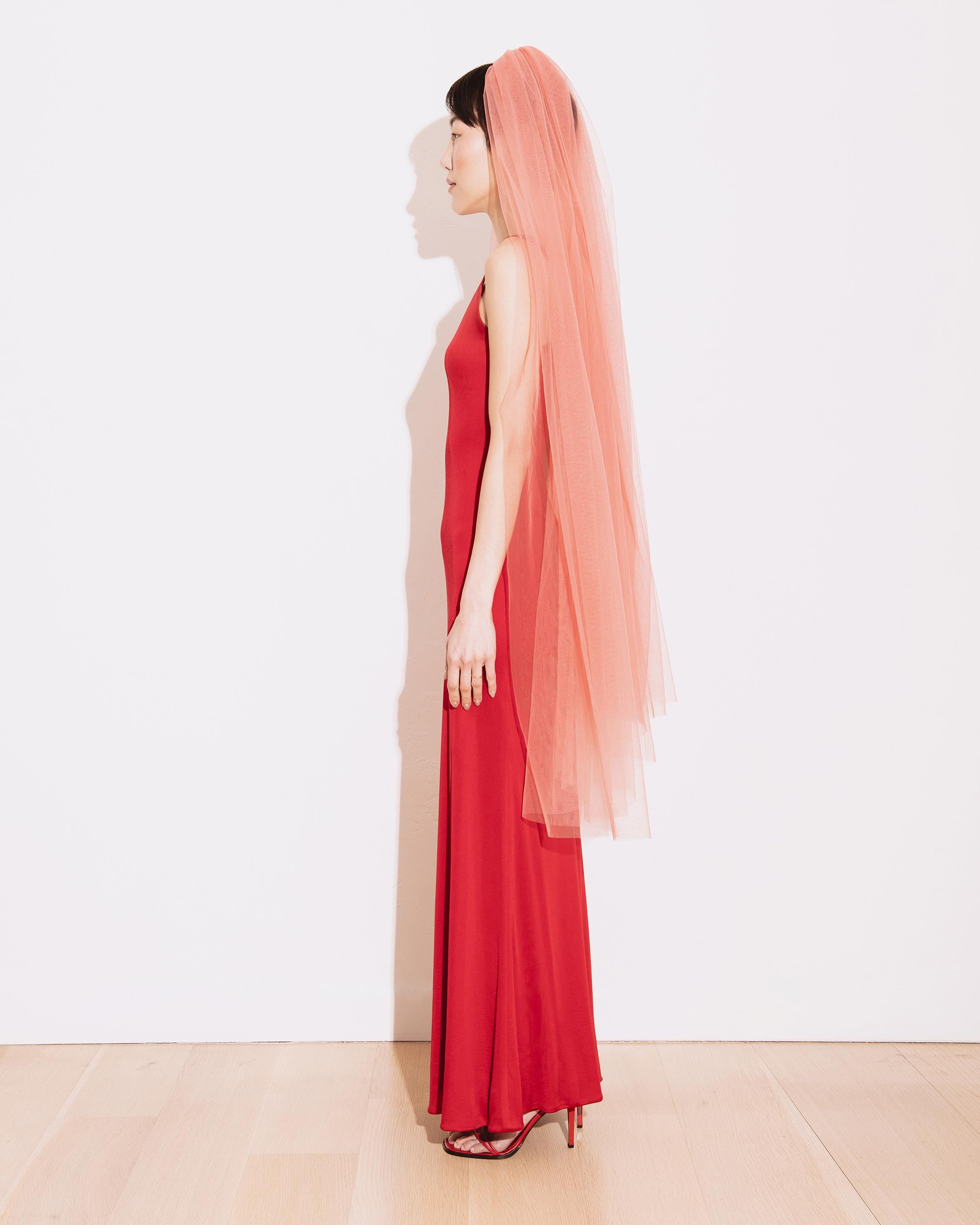 1970's Halston Red V-Neck Jersey Gown 2