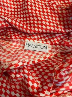 1970s Halston Savage MET Museum Logo Print Plunging Vintage 70s Swimsuit & Tunic