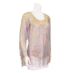 1970s Halston Sequin and Beaded Fringe Top