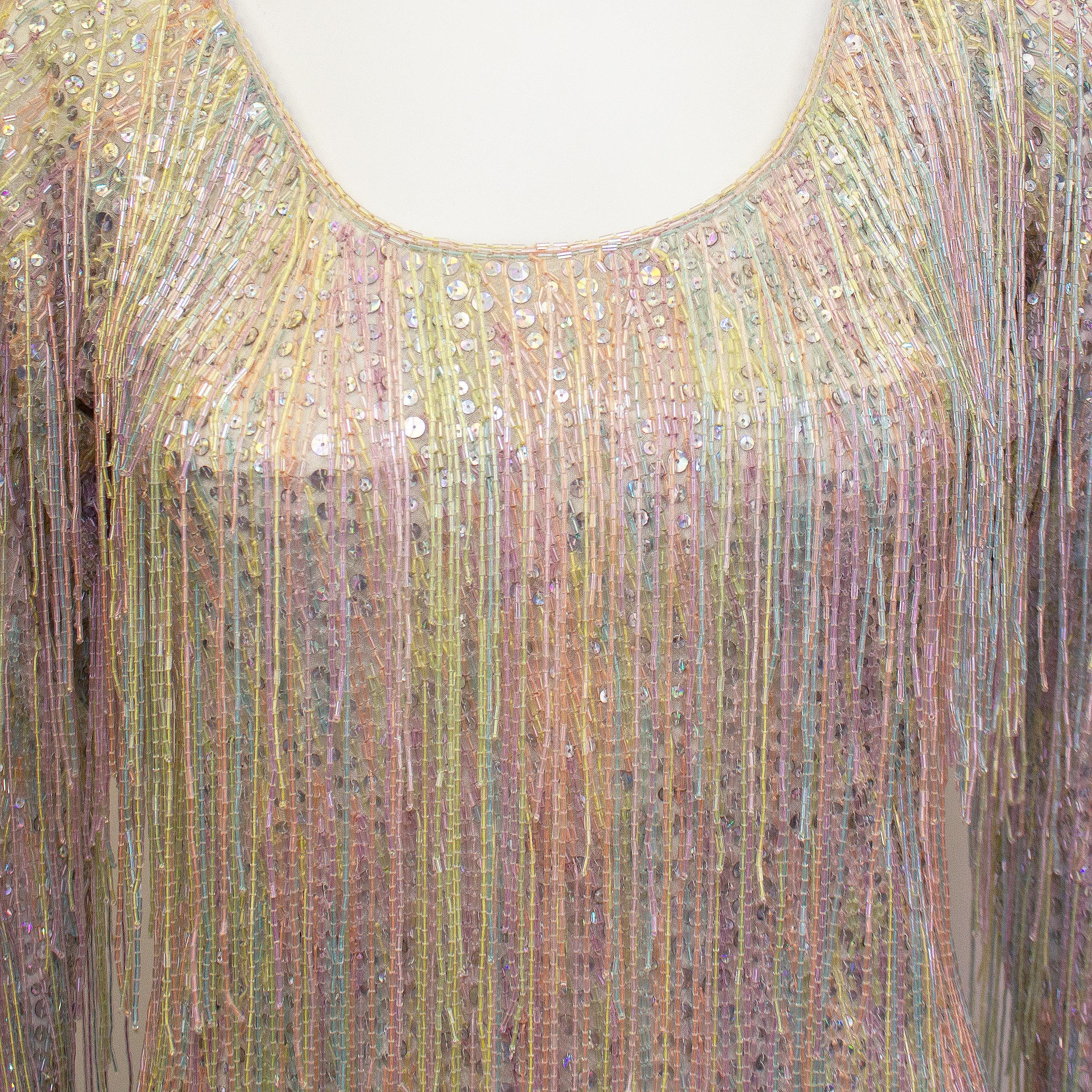 1970s Halston Sequin and Beaded Fringe Top In Good Condition In Toronto, Ontario
