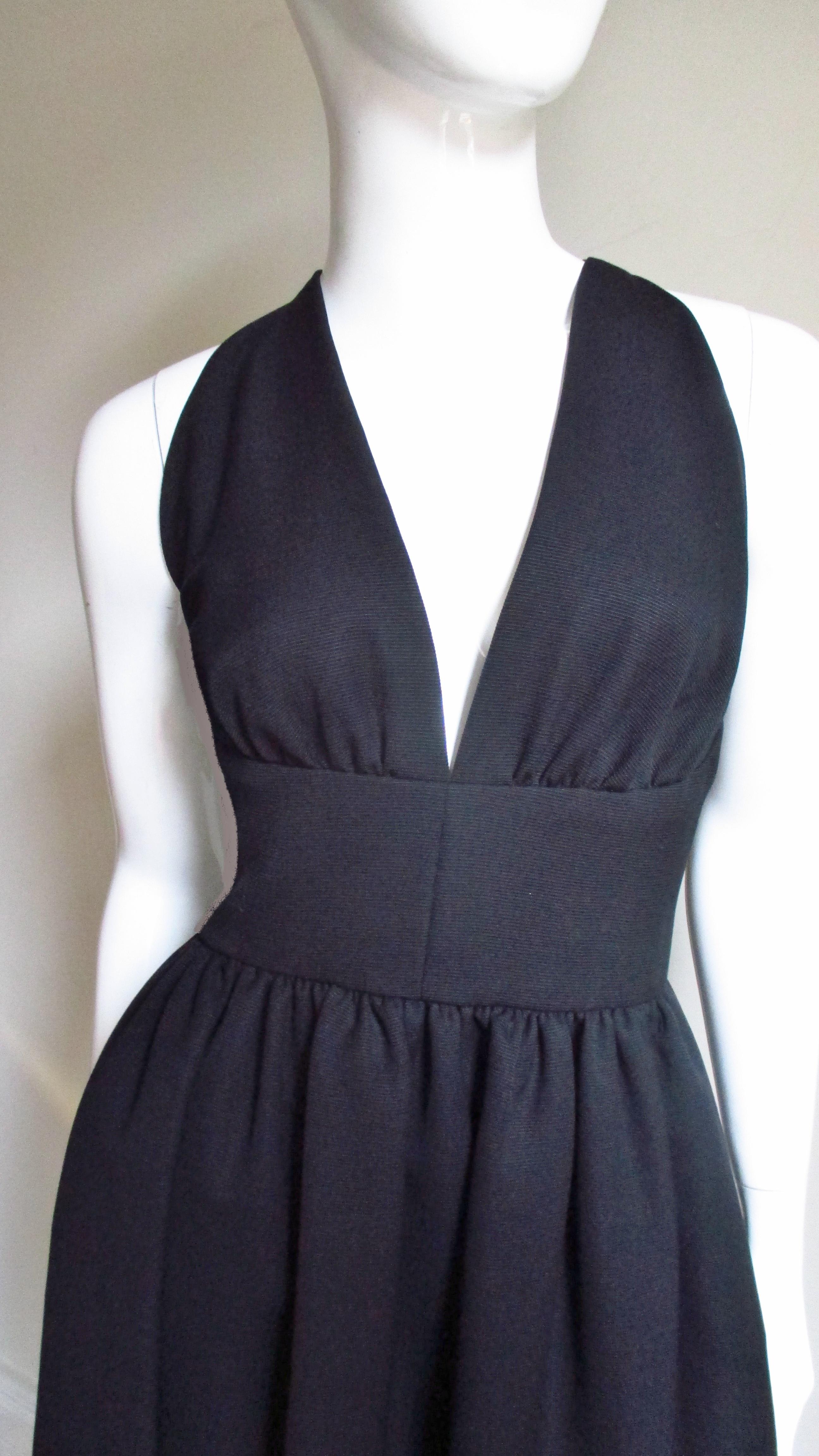 Black 1970s Halston Silk Dress