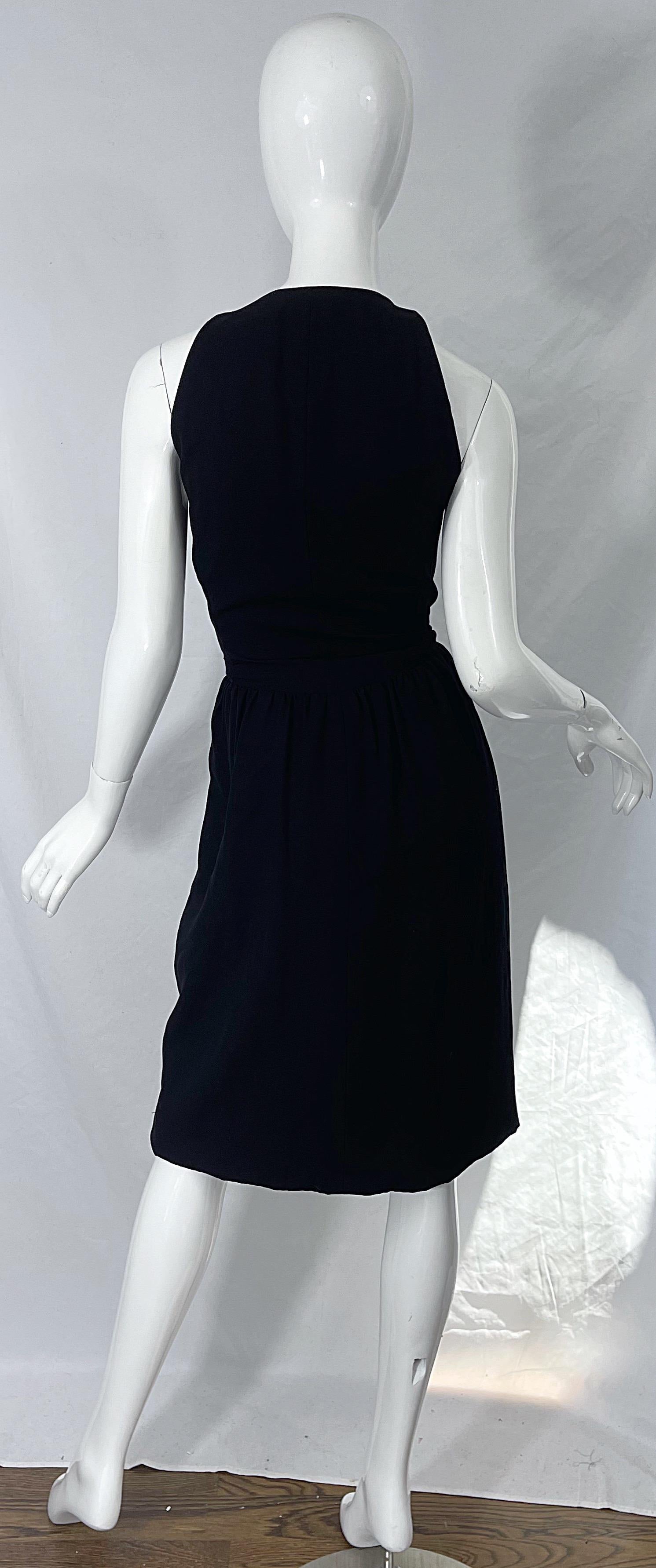 1970s Halston Silk Rayon Sleeveless Chic Vintage 70s Little Black Dress For Sale 10