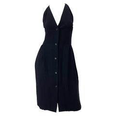 1970s Halston Silk Rayon Sleeveless Chic Vintage 70s Little Black Dress