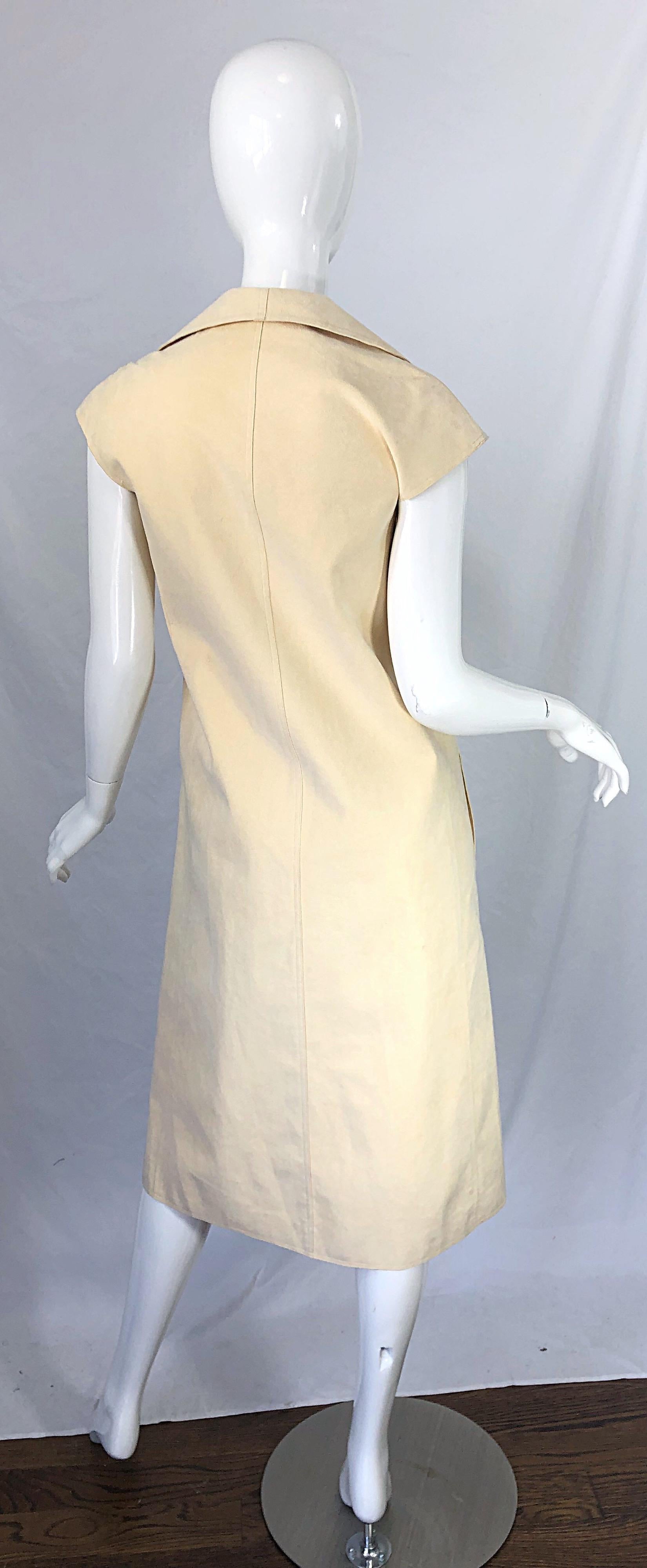 1970s Halston Tan Sand Ultra Suede Sleeveless Vintage 70s Shirt Dress 5