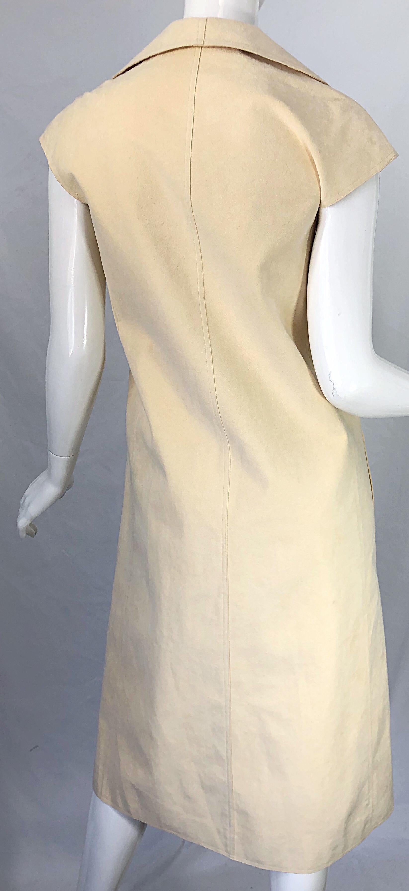 1970s Halston Tan Sand Ultra Suede Sleeveless Vintage 70s Shirt Dress In Excellent Condition In San Diego, CA