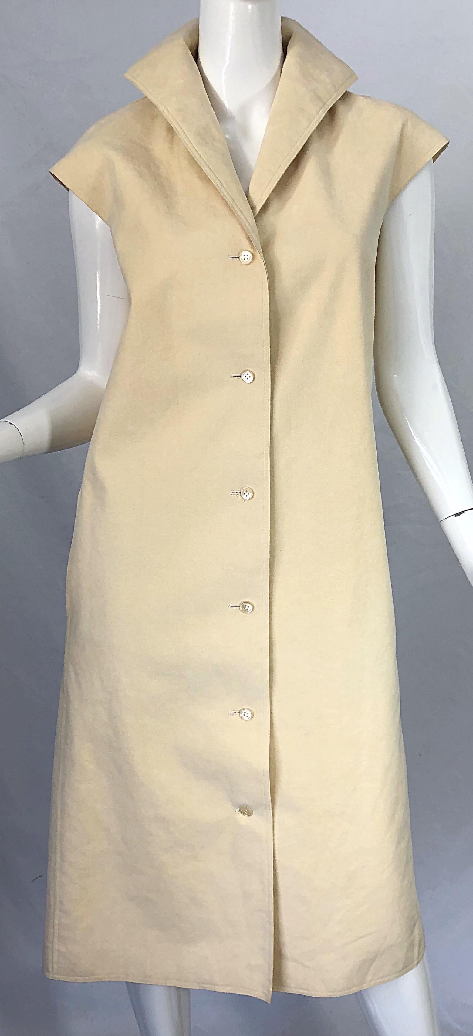 Women's 1970s Halston Tan Sand Ultra Suede Sleeveless Vintage 70s Shirt Dress