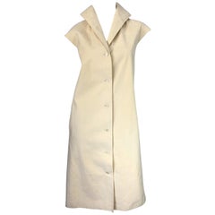 1970s Halston Tan Sand Ultra Suede Sleeveless Vintage 70s Shirt Dress