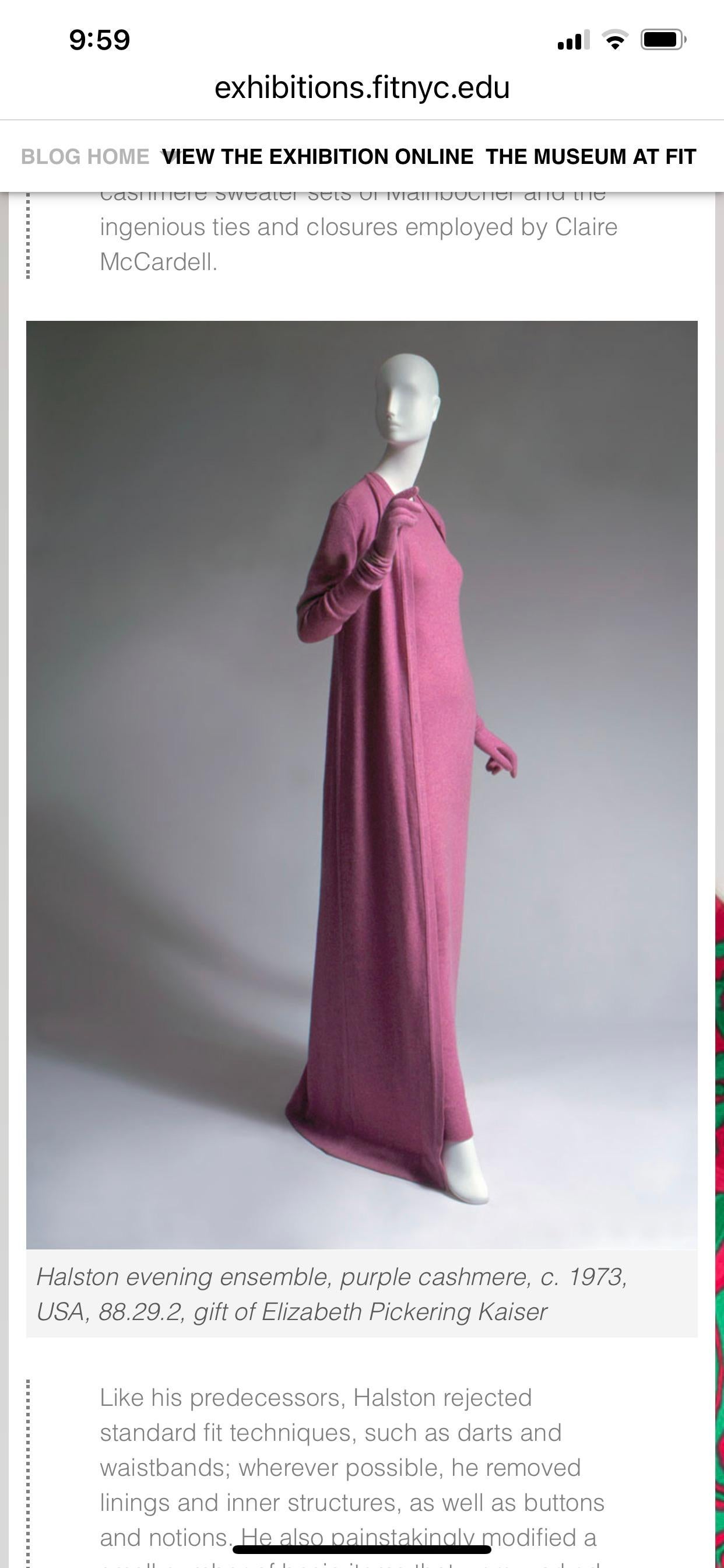 1970s Halston Tangerine Cashmere Maxi Sleeveless Dress and Cardigan Set en vente 3