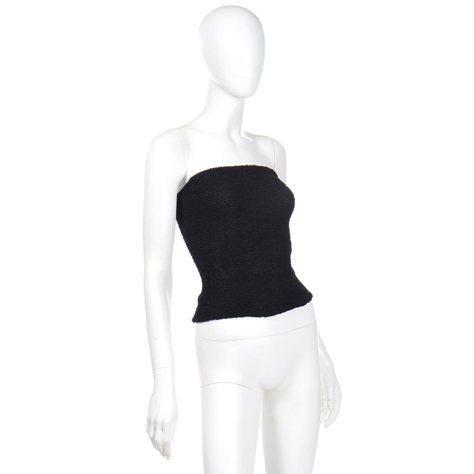 1970s Halston Vintage Black Stretch Strapless Tube Top In Excellent Condition For Sale In Portland, OR