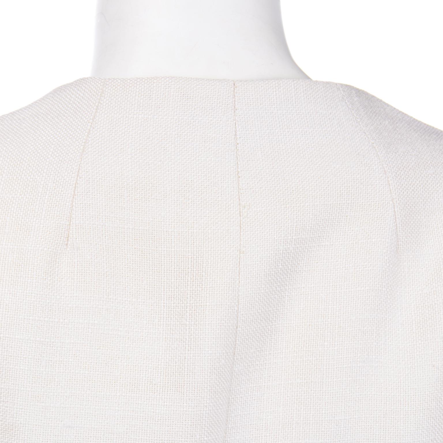 1970s Halston Vintage Ivory Linen Button Front Summer Jacket In Excellent Condition For Sale In Portland, OR