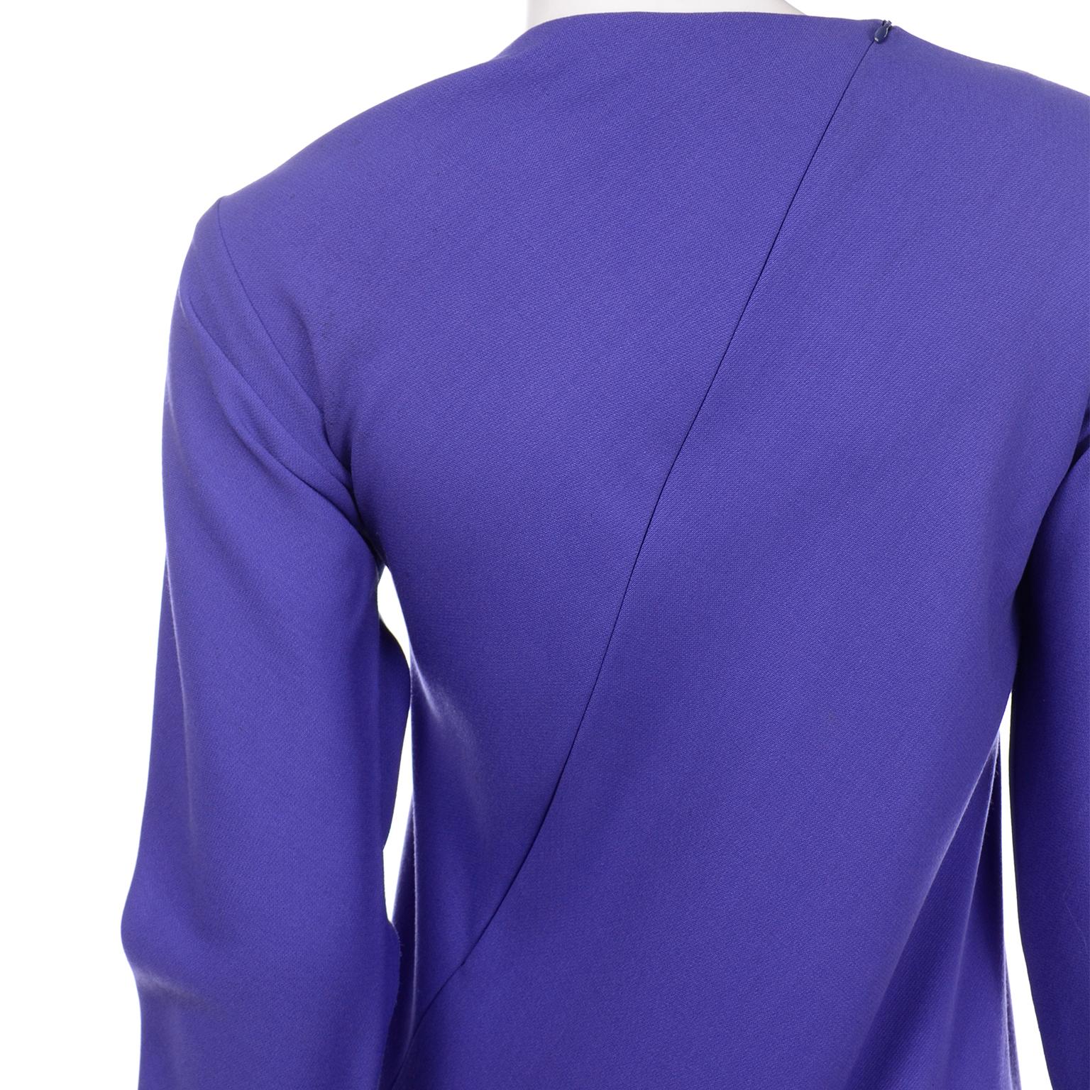 Women's 1970s Halston Vintage Purple Jersey Dress  W Asymmetrical Hem For Sale