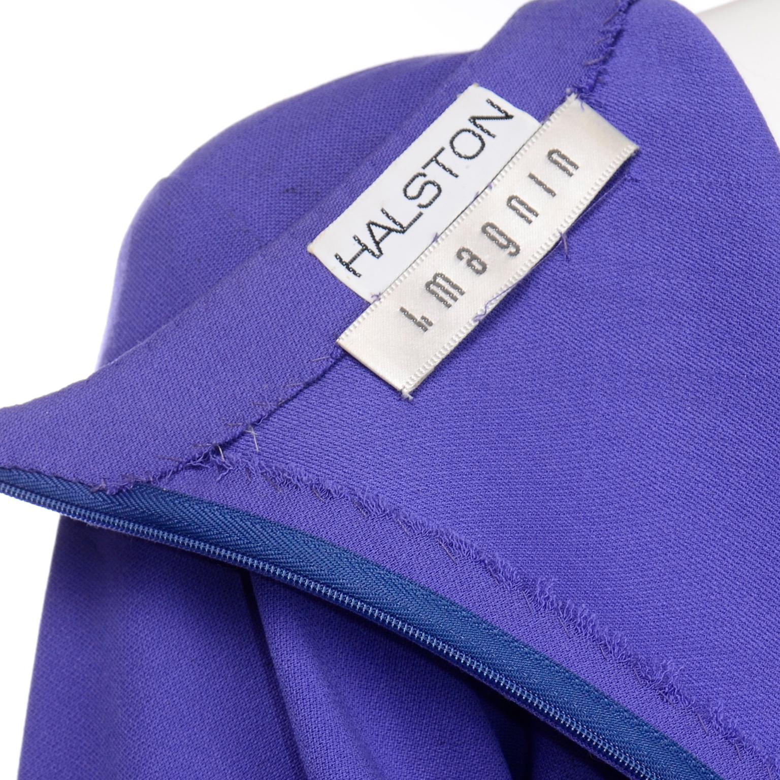 Robe en jersey violet vintage Halston des années 1970  W Bracelet asymétrique en vente 3