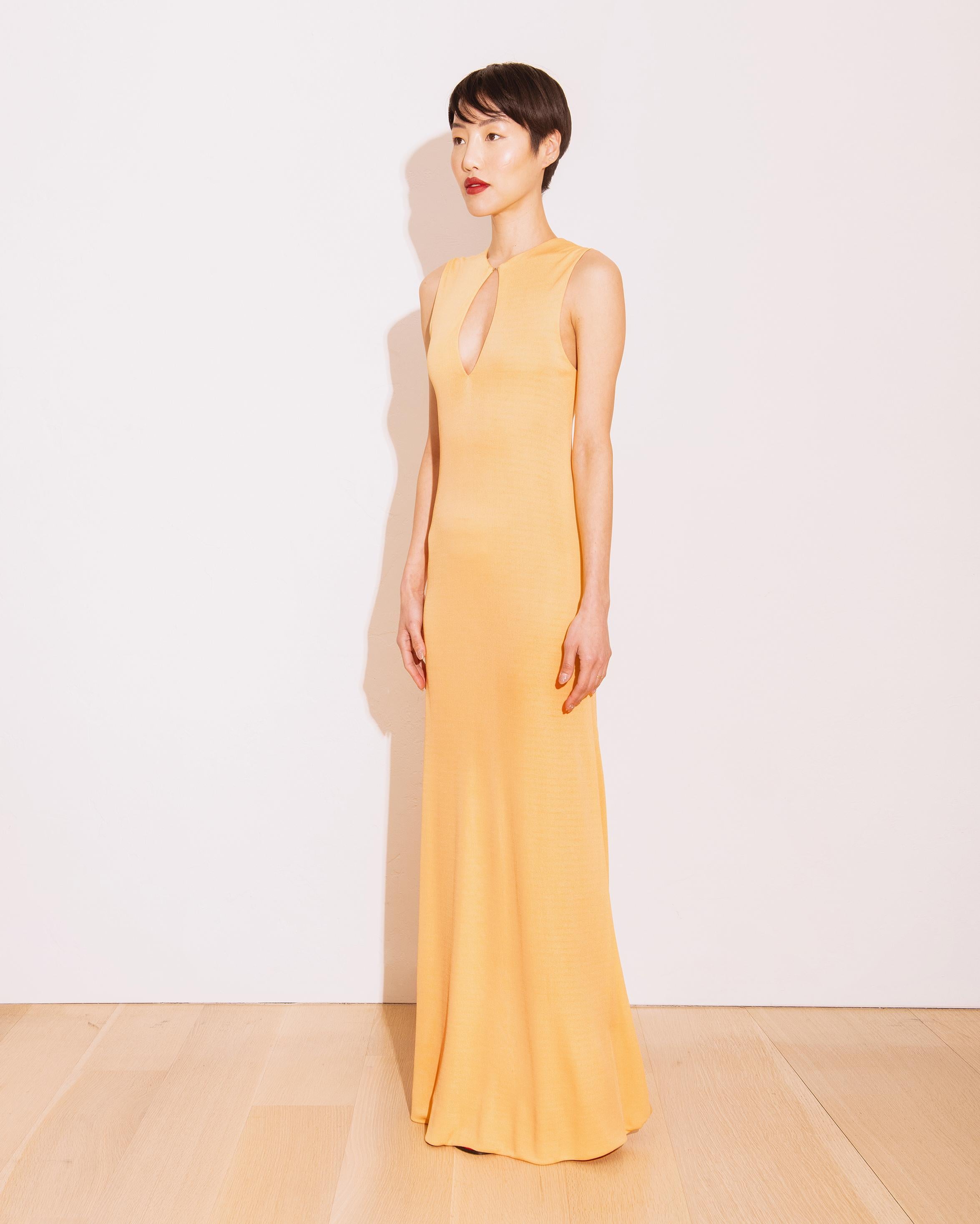 1970's Halston Yellow Keyhole Gown In Good Condition In North Hollywood, CA