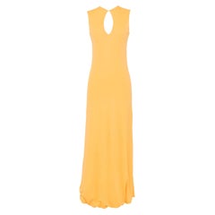 1970's Halston Yellow Keyhole Gown