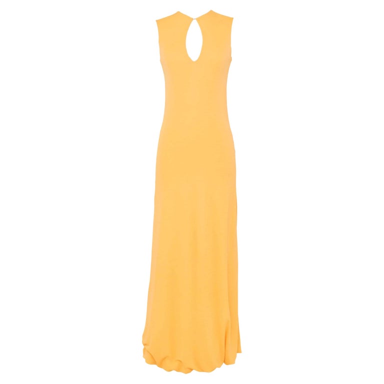 1970's Halston Yellow Keyhole Gown For Sale at 1stDibs